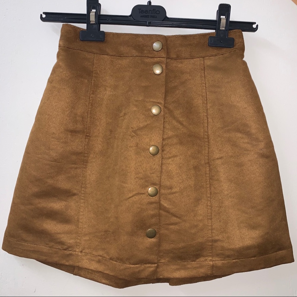 Suede Button Up Skirt